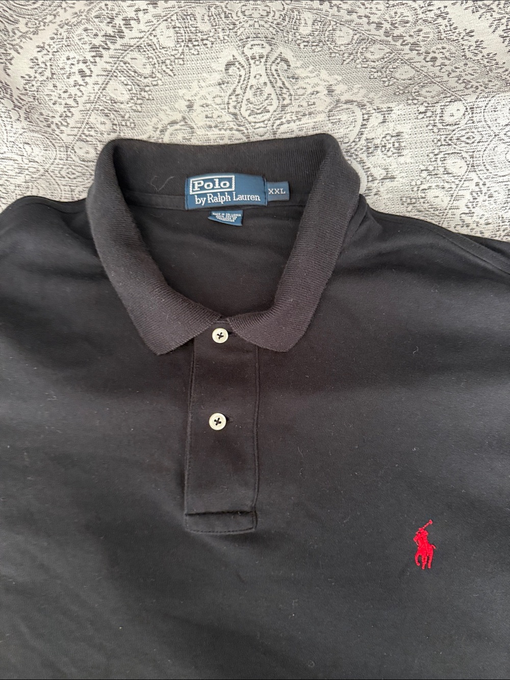 Polo by Ralph Lauren Men's Black Polo Shirt with Red Logo - XXL